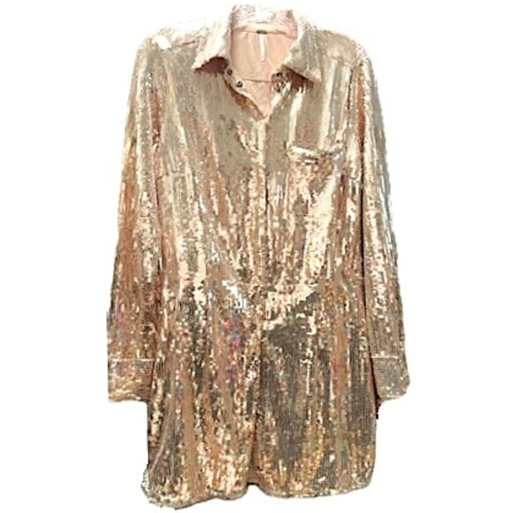 NWT $168 Beautiful Free People Sophie Sequined Mini Dress Size M  New Years Eve! - Picture 2 of 12